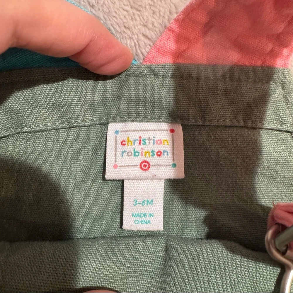 Christian Robinson Baby Size 3-6 Months Bib Overalls Pants Green color block